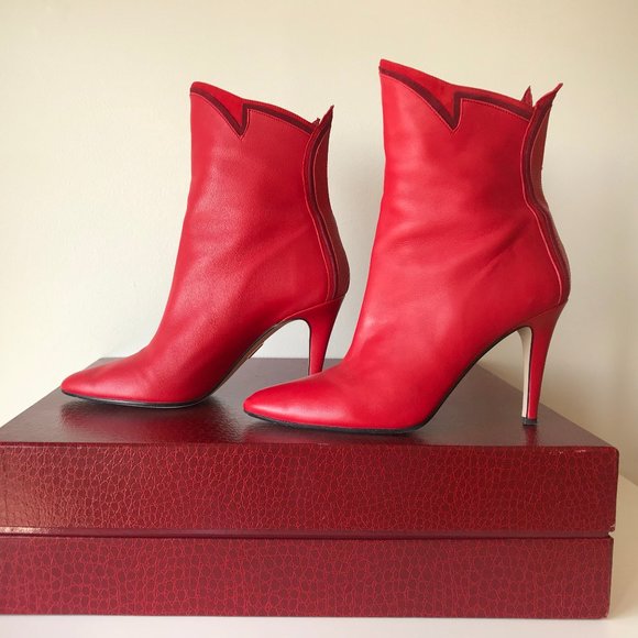 Tamara Mellon Red Ankle Boots - Picture 6 of 11